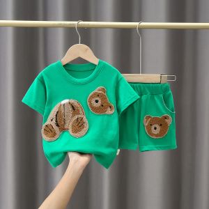 Çocuklar Yaz Günlük Giysiler Takım Bebek Erkek Kız Kızlar T-Shirt Kısa Pantolon 2 PCS/Setler Çocuk Bebek Kat Toddler Suit 1 2 3 4 5 yıl Cyg24020103-6