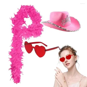 Sacos de armazenamento Chapéu de cowboy rosa novidade formal cowgirl e óculos de sol em forma de coração para festa de fantasia adulta