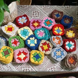 Table Mats Crochet Doilies Multicolor Coasters Square Decoration Handmade Cup Pad 9cm Wool Clothes Patch 50pcs/lot