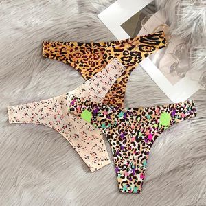 Women's Panties TrowBridge Leopard Sexy Thongs Silk Satin Temptation Seamless Underwear G-Strings Girls Lingerie T-Back