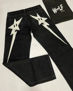 Уличная одежда женские джинсы Y2K хип-хоп звезды графический принт мешковатые джинсы черные брюки Harajuku готические широкие брюки с высокой талией 240122