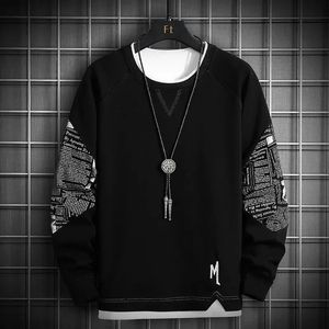 Sweatshirt for Men Tshirt Hoodies Male Clothes Black Graphic Hooded Splicing Cotton Novelty and Aesthetic Simple Sweat S 240119