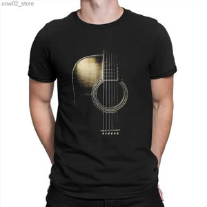 Męskie koszulki akustyczne gitara lite klasyczna koszulka dla mężczyzn gitarowa muzyka rockowa niesamowita 100% bawełniana koszulka Crewneck krótkie rękawowe koszulka Q240201