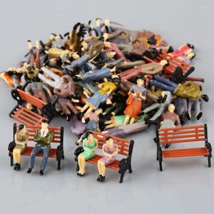 Estatuetas decorativas 50 peças modelo trem o escala cadeira de banco sentado pessoas figuras rua parque layout plástico artesanato decoração de casa crianças