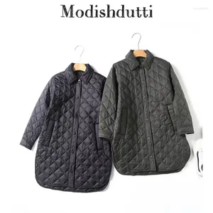 Kvinnors trenchrockar Modishdutti 2024 Autumn Winter Högkvalitativ kvinnor Fashion Loose Paraks Coat Kvinnlig långärmad fickfickor Ytterkläder