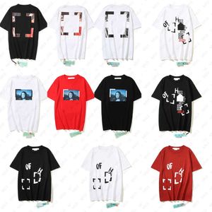 Luxury Shirts for Mens Designer t Shirt Europe and the United States Offes High Street Pattern Print Fashion White Short Sleeve Round Neck Summer Tshirt Men Clothes