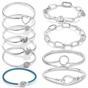 Braccialetti Me in argento sterling 925 Cuore d'amore Stella Zampa Farfalla Bracciale a catena serpente Braccialetto adatto perline di fascino Gioielli da donna fai da te 240201