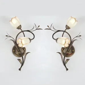 Wall Lamps European Pastoral Lantern Lamp Village Dining Room Restaurant Iron Art Bedroom Bedside Retro El Staircase Lighting