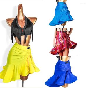 Сценическая одежда 2024, сексуальная красочная юбка из рыбьей кости, одежда для латинских танцев для женщин, платье для танго, чача-румбы, юбки DN15932
