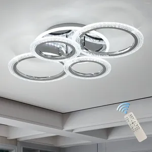 Luzes de teto Garwarm 4 anéis LED luz regulável lâmpada moderna com controle remoto luminária para sala de estar quarto