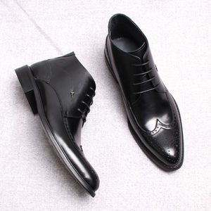 Мужские черные туфли из натуральной кожи на шнуровке до щиколотки, коричневые туфли, мужские классические ботинки на шнуровке, мужские классические ботинки с кончиками крыльев