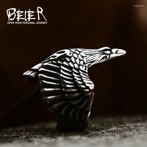 Cluster Rings Beier 316L Stainless Steel Norse Viking Raven Head Eagle Ring For Man Hip-Hop Biker Boy's Cool Jewelry LR329