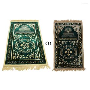 Carpets Turkish Islamic Muslim Prayer Mat Faux Cashmere Velvet Plush Thicken Carpet Blanket Floral Printed Fringe Tassels Ramadan Rug