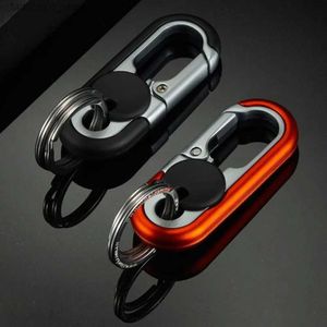 Keychains Lanyards Double Ring Nyckelring Business Nyckelhållare Mens Fashion Key Chain Gift Metal Key Buckle Car Styling Auto Car Accessories Q240201