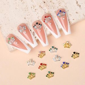 Dekoracje gwóźdź 10pcs Crystal Crown Rhinestone Charms Silver Gold Studs for Acryl Women Dekoracja