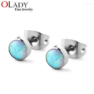 Stud Earrings 4mm 5mm Titanium Earring Minimalist 5 Colors Round Opal 99%Anti-allergic