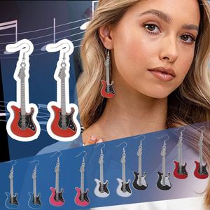 Brincos de parafuso prisioneiro diversão moda bonito metal preto branco música baixo guitarra elétrica balançar gota para mulheres meninas amantes professor