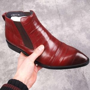 الكاحل الجلود الأصلي للعلامة التجارية الرسمية للرجال يرتدي أحذية ودفن الأسود على أحذية الرجال
