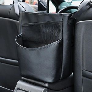 Bilarrangör lädersäten förvaringsficka mellan universell sätesgappåse hängande auto nethandväska hållare