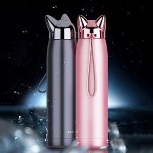 Thermoses 1pc Thermos Bottle of Stainless Steel Cute Vacuum Thermos Flask Water Bottle Gradient Color Mug Cup Travel Vacuum Flask Cup