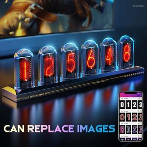 Настольные часы RGB Nixie Tube Clock DIY Glow IPS Цветной экран Цифровой аналоговый электронный ночник Украшение игрового рабочего стола
