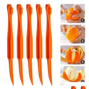 Fruktgrönsaksverktyg Easy Open Orange Peeler Plastic Lemon Citrus Peel Cutter Slicer Kitchen Gadgets FY4072 Drop Delivery Home Ga Dhajj