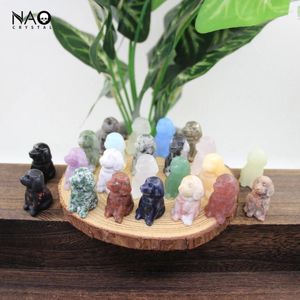 Decorative Figurines 1.2" Labrador Dog Statue Carved Gemstone Crafts Home Decoration Healing Crystal Quartz Animal Figurine Office Decor Kid