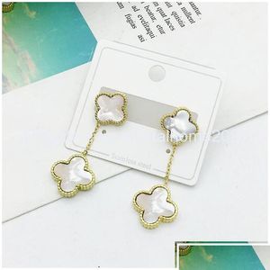 Pendants Stud Fashion Good Luck Clover Charm Stainless Steel Earring Jewelry For Women Gift Drop Delivery Earrings Home Garden Arts, C Dhzdy