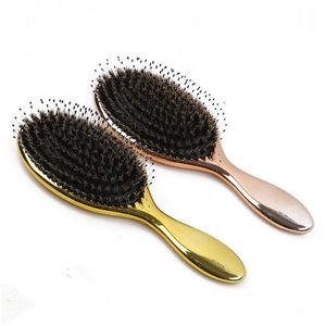 Haarbürsten Goldene Farbe Wildschweinborsten Professionelle Salon Friseur Pinsel Extensions Werkzeuge Drop Lieferung Produkte Pflege Styling Dhk82