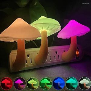 Luzes da noite mini led forma de cogumelo sensor automático decoração do quarto eua/ue plug lâmpadas de parede para o quarto das crianças lâmpada cabeceira