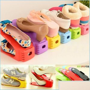 Storage Boxes Bins Storage Boxes Bins Double Layer Adjustable Shoe Organizer Footwear Support Slot Space Saving Cabinet Closet Stand Dh8Gg