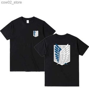 Herr t-shirts japanska anime bomullskläder män t-shirt rolig attack på titan unisex manga t shirt kort ärm hajujuku tees kläder q240201