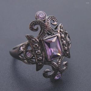 Anelli a grappolo Belle donne in argento sterling 925 per fedi nuziali in pietra viola Taglia 6/8/9/10