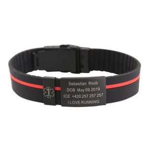 Pulseiras Tingku Personalizado Crianças Crianças Médica Id Pulseira Sos Id Segurança Pulseira Criança Criança Gravada Braçadeira de Silicone