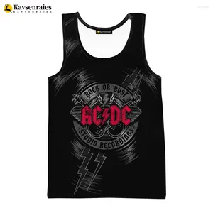 Herrtankstoppar 2024 Fashion Print Rock Letter 3D Tryckt T -shirt Men Summer Casual AC DC STEEVELESS SHIRTS HIP HOP ÖVERSIDAL