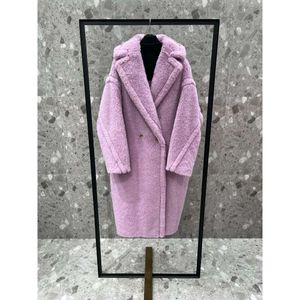 Parkas Mantel Kaschmir Warm Designer Mode Winter Frauen Maxmaras Eleganter Teddybär Umriss Korn Alpaka Wolle Scherung Mittellang Kamelhaar Einteiler XZUI