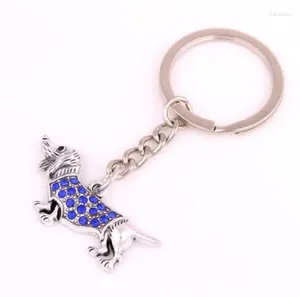 キーチェーンdachshund keychain Bling Dog Lovely Handbag Purse Pendant Car Holderキーリングジュエリー