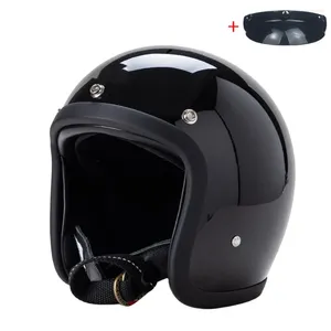 Caschi moto CaschiCOCASCOS Casco aperto vintage in fibra di vetro Stile giapponese coreano Retro Scooter Equitazione 3/4 Jet Casco Moto