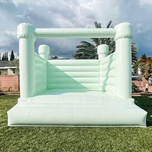 Comercial 10x10ft White Bounce House 10x10ft Inflável Full PVC Jumping Bouncy Castle Bouncer Castles Jumper com ventilador para eventos de casamento festa 001