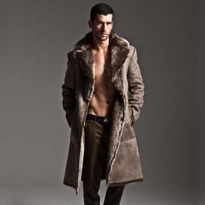 Leather and Fur Integrated Double Designer Sided Mens Suit Medium Length Coat Autumn Winter Warm Fashionable Clothing R9Q9