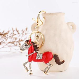 Keychains Keychain Horse Inlaid Handsome Red Enamel Men Car Interior Wallet Pendants Exquisite Keyring Creative Gift