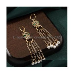 기타 보석 세트 개인화 된 여자 Long Fringe Leopard Earrings Drop Delivery Jewelry Jewelry Set DHVFB