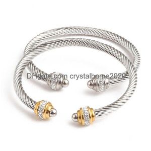 Bracciale rigido in acciaio inossidabile di moda nuovo braccialetto colorato con zircone a forma di C per le donne accessori regalo regolabile per gioielli da festa S Dh7I4