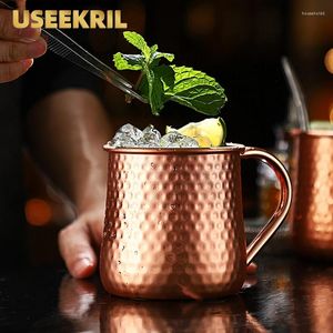 Muggar 304 rostfritt stål bartender cocktail koppar Moskva mule hammarpunkt barverktyg för hemfest ölmugg