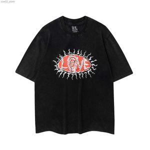 Men's T-Shirts Saint Michael Men T-shrit Women Printing Wash and Make Old Graffiti Brand 1 1 Cotton Casual Fashion Tops Summer Tee for Season Q240201