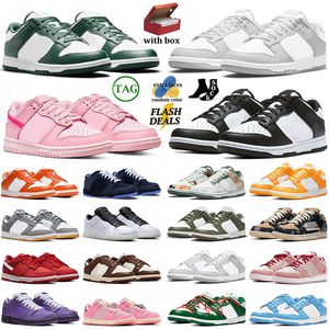 Gratis fraktskor med boxdesigner Low Mens Women Running Shoes Big Size 13 14 Loafers Panda Black White Triple Pink Dhgates Men Trainers Sport Sneakers