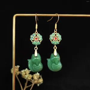 Dangle Earrings Jade Fox Luxury Energy 925 Silver Accessoriesギフトギフトジュエリーチャームチャイニーズデザイナー宝石女性天然石