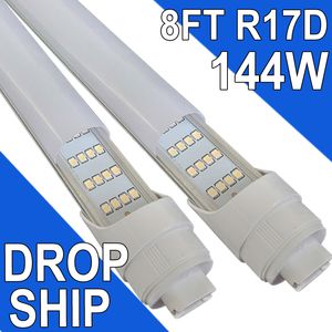 T8 8ft 144W LED -rörljus med R17 -bas, 6500k kall vit, 18000 lumen, idealisk för fabrik, workshops, bensinstation, utställningshall, gymnastiksal, garage usastock