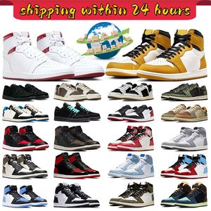 Med Box 1 basketskor 1s Låg Mens Trainers Women Sneakers Celadon Royal Reimagined Satin Bred Yellow ockra Bordeaux Outdoor Sports