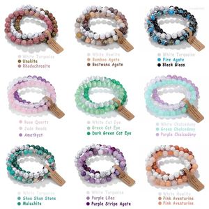 Strang Naturstein Türkise Chalcedon Armband Frauen Männer Schwarz Hämatit Tigerauge Perlen Mode Meditation Paar Schmuck